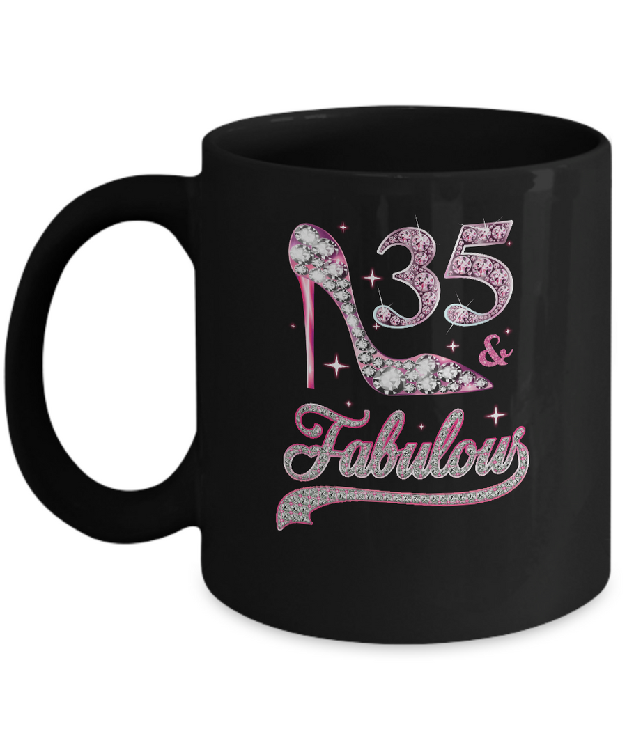 35 And Fabulous 35 Years Old 1986 35th Birthday Gift Mug-Coffee Mug-11oz Mug-Black