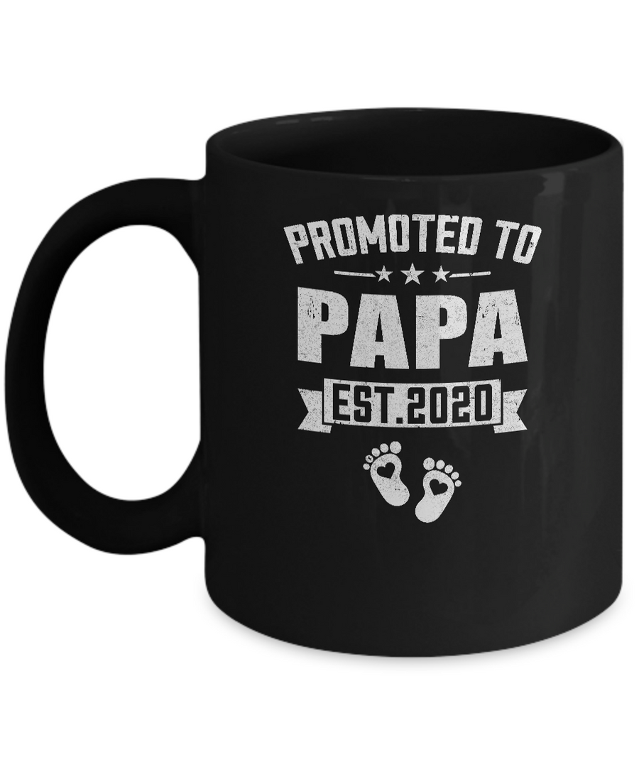 Promoted To Papa Est 2020 Fathers Day Gift Mug-Coffee Mug-11oz Mug-Black