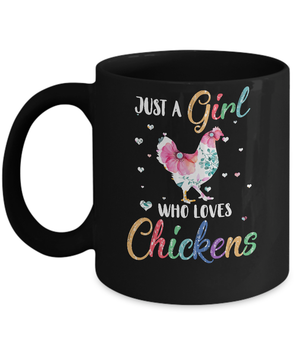Just A Girl Who Loves Chickens Cute Chicken Lover Mug-Coffee Mug-11oz Mug-Black