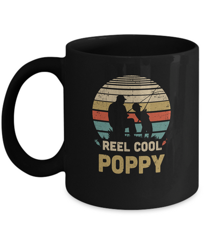 Vintage Father's Day Gift Reel Cool Poppy Fishing Mug-Coffee Mug-11oz Mug-Black