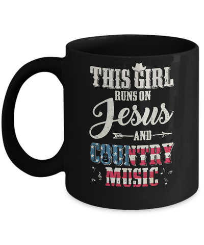 This Girl Runs On Jesus And Country Music Mug-Coffee Mug-11oz Mug-Black
