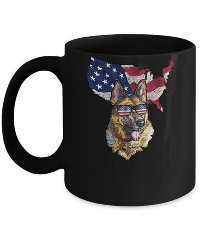 Funny Patriot German Shepherd Dog 4Th Of July American Flag Mug-Coffee Mug-11oz Mug-Black
