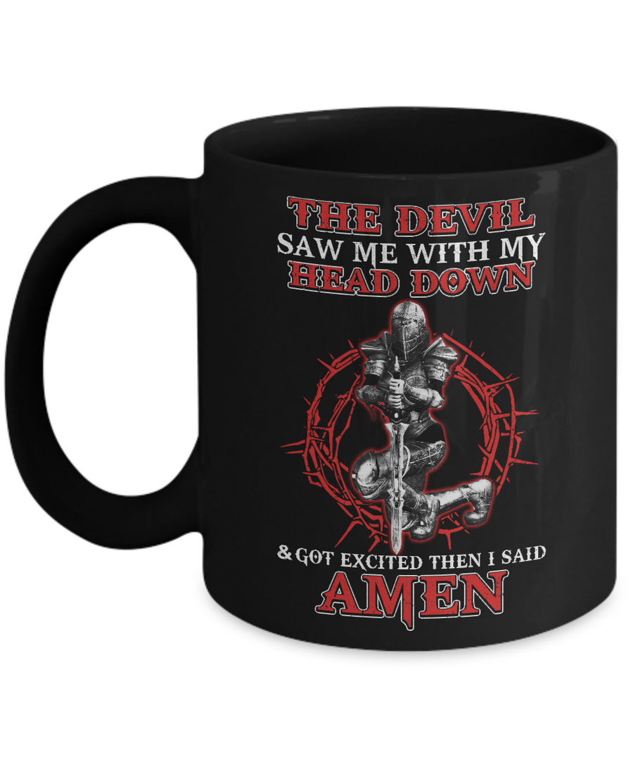 Warrior Woman The Devil Saw Me My Head Down Excited Said Amen Mug-Coffee Mug-11oz Mug-Black