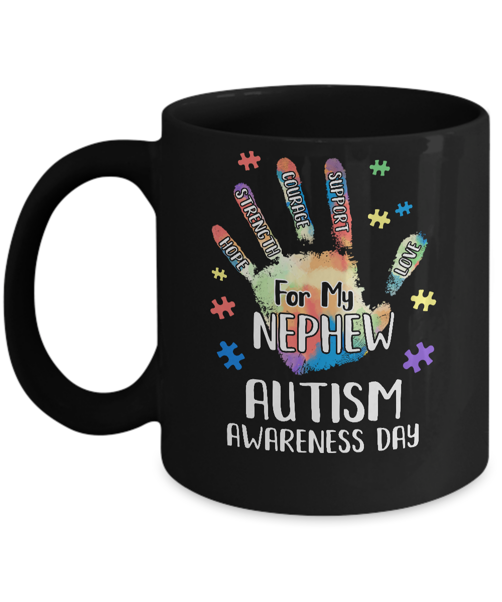 Support Autism Awareness For My Nephew Puzzle Gift Mug