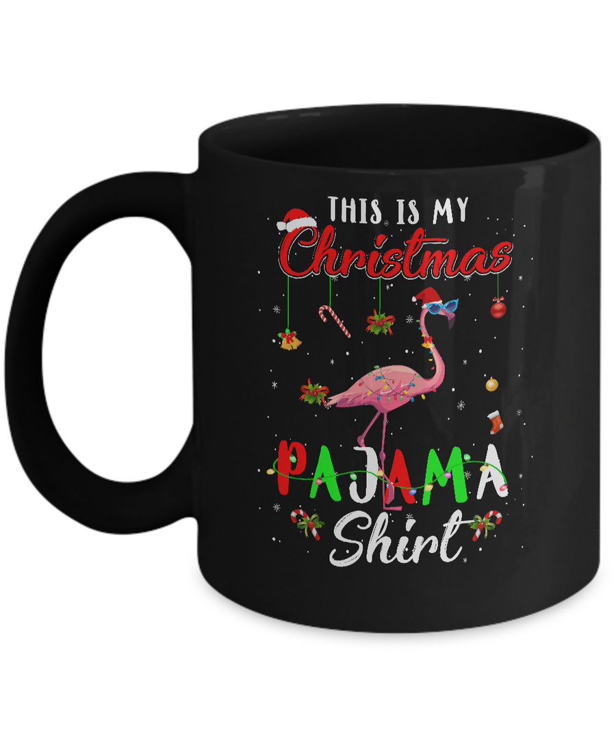 This Is My Christmas Pajama Flamingo Christmas Gifts Mug-Coffee Mug-11oz Mug-Black