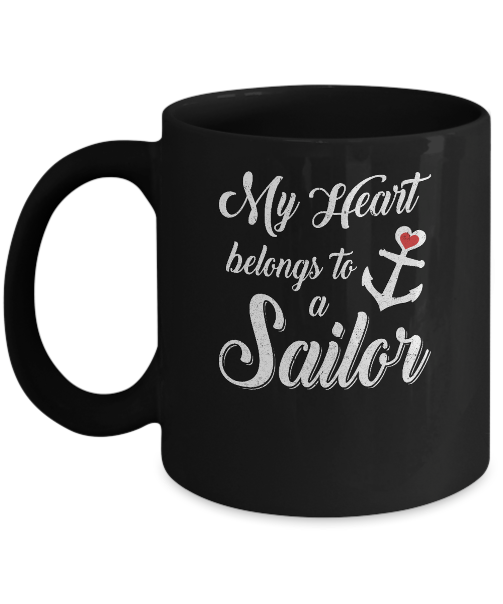 My Heart Belongs To A Sailor Wife Gift Mug-Coffee Mug-11oz Mug-Black