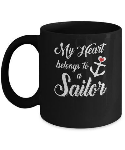 My Heart Belongs To A Sailor Wife Gift Mug-Coffee Mug-11oz Mug-Black