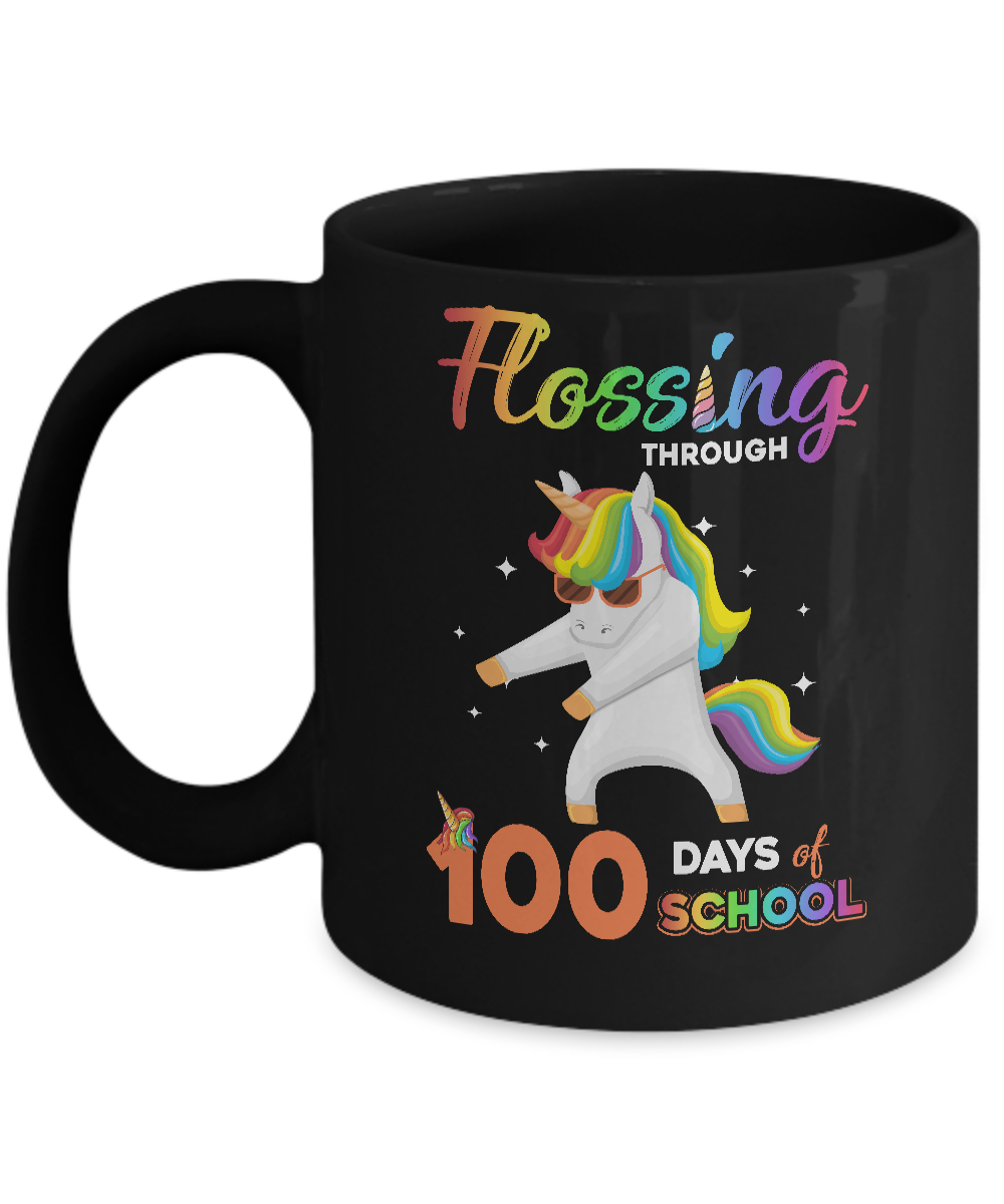 Flossing through 100 Days of School Unicorn Girl Mug