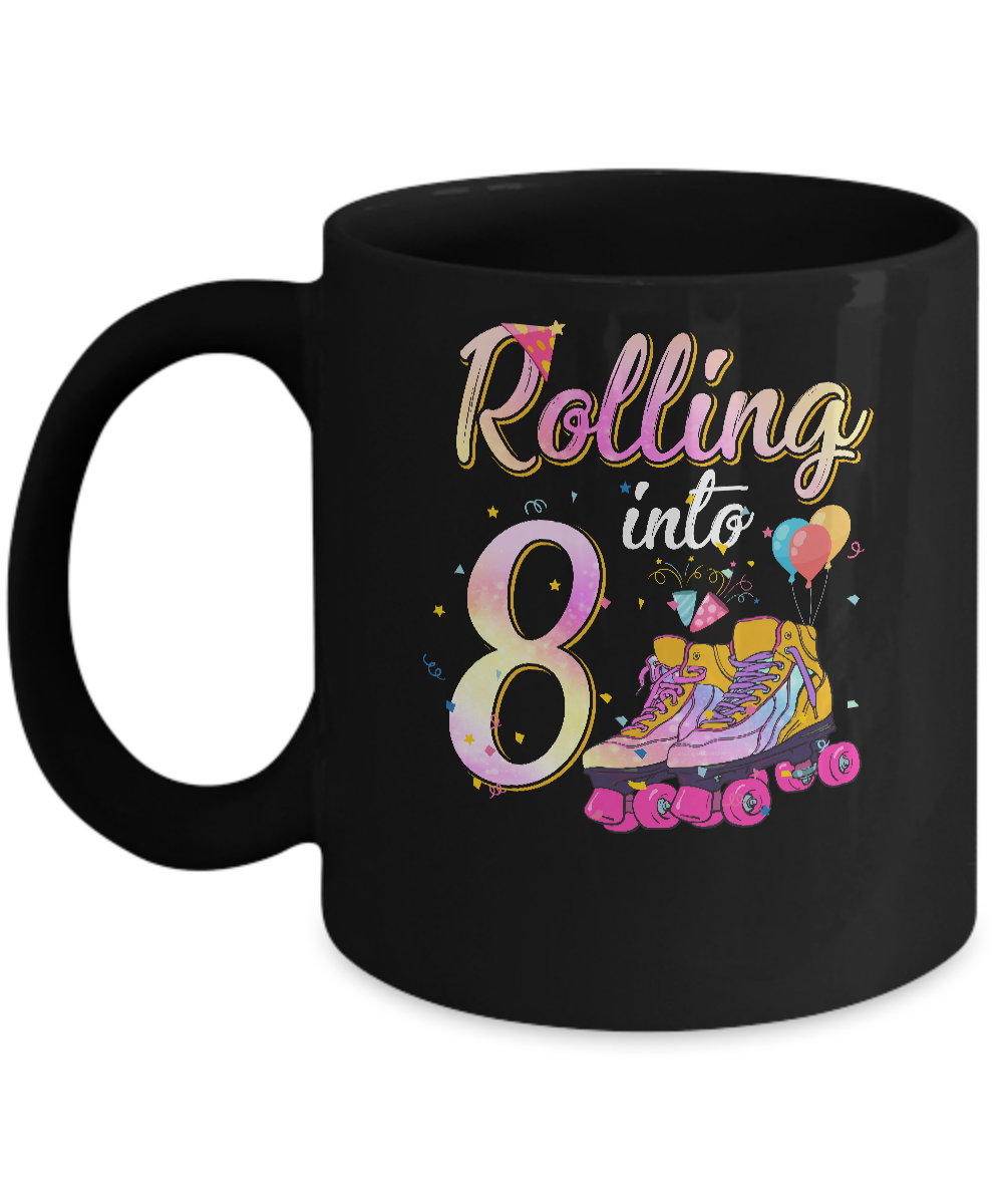 8 Years Old Birthday Girls Roller Skates 80's 8th Birthday Mug