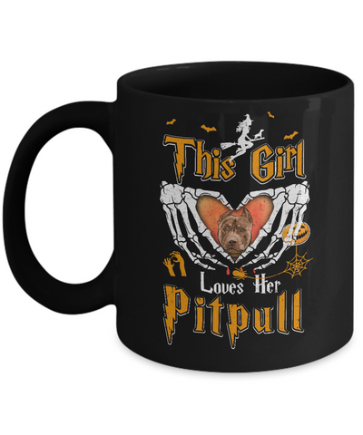 This Girl Love Her Dog Pit bull Halloween Mug-Coffee Mug-11oz Mug-Black