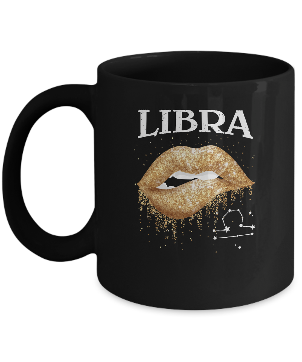 Libra Zodiac September October Birthday Gift Golden Lipstick Mug