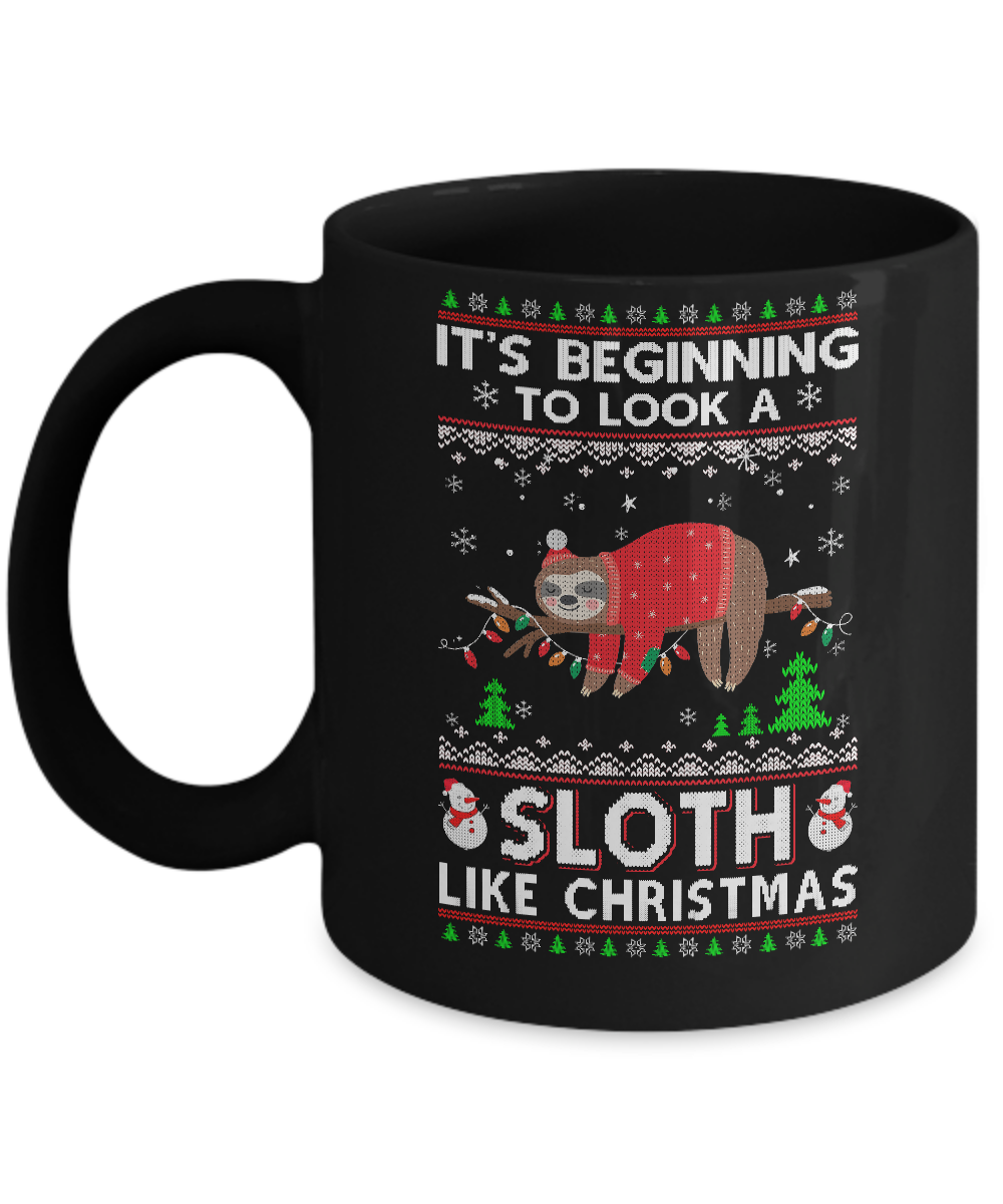 It's Beginning To Look A Sloth Like Christmas Sweater Mug-Coffee Mug-11oz Mug-Black