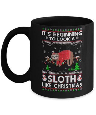It's Beginning To Look A Sloth Like Christmas Sweater Mug-Coffee Mug-11oz Mug-Black