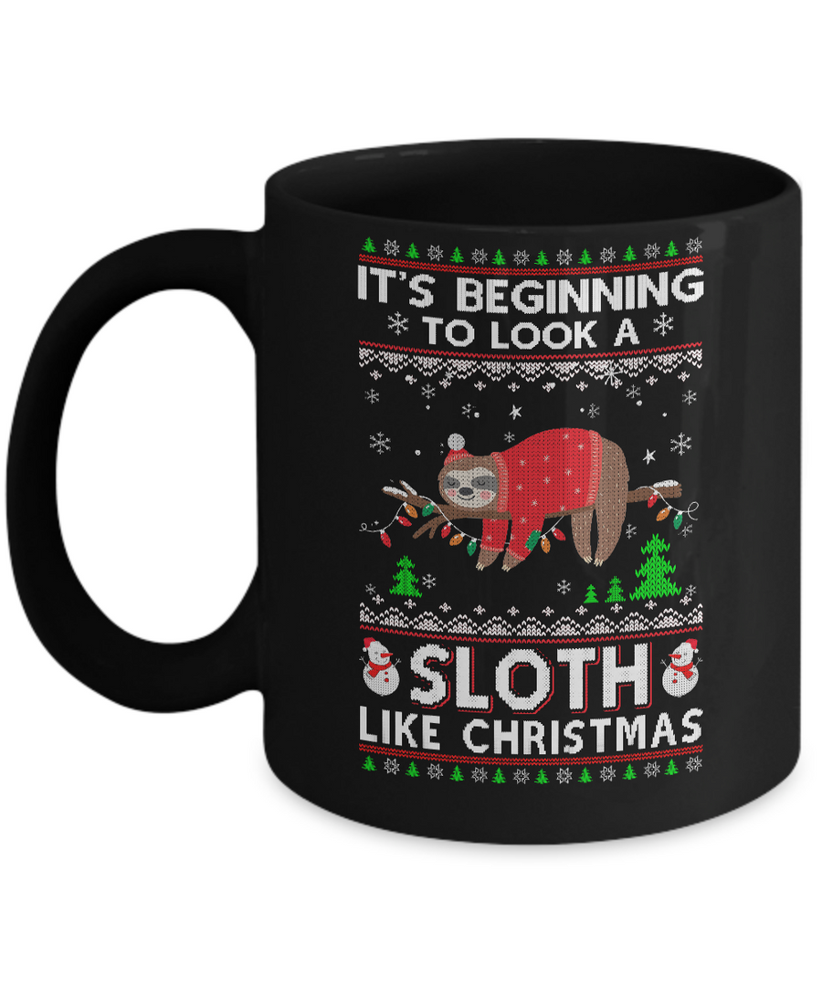 It's Beginning To Look A Sloth Like Christmas Sweater Mug-Coffee Mug-11oz Mug-Black