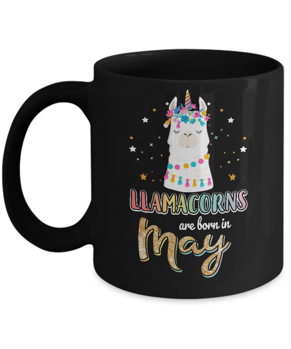 Llama Unicorn Llamacorns Born In May Birthday Gift Mug-Coffee Mug-11oz Mug-Black