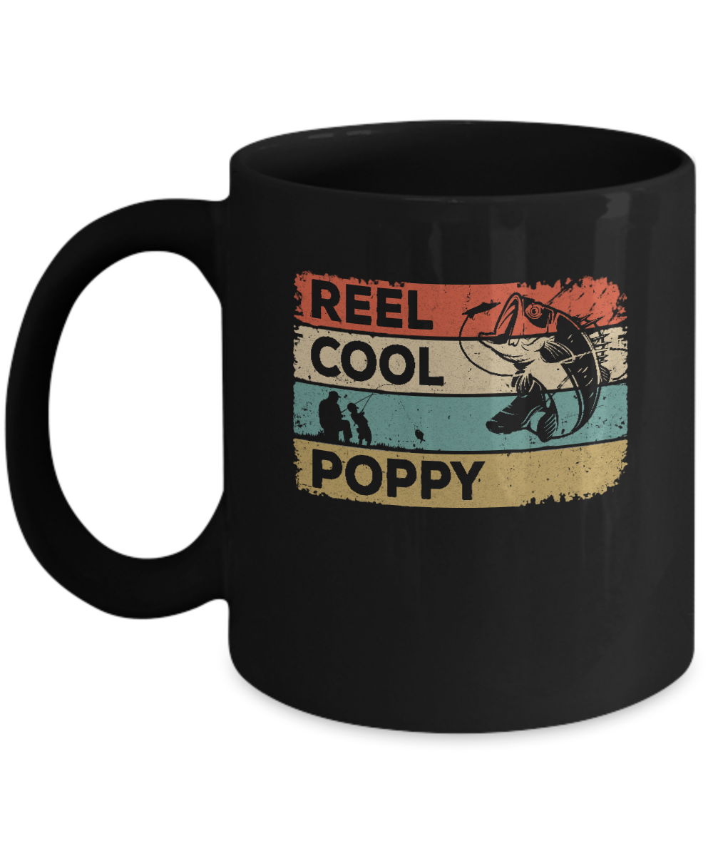 Vintage Reel Cool Poppy Fish Fishing Fathers Day Mug