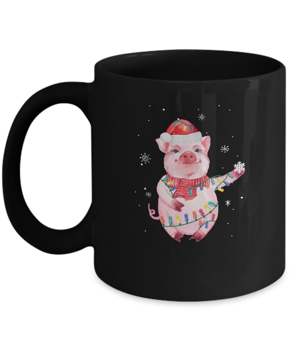 Santa Pig Christmas Lights Pig Lover Christmas Gift Mug
