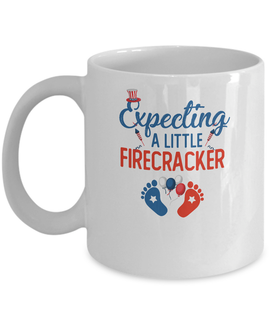 4Th Of July Pregnancy Announcement Baby Firecracker Mug-Coffee Mug-11oz Mug-White