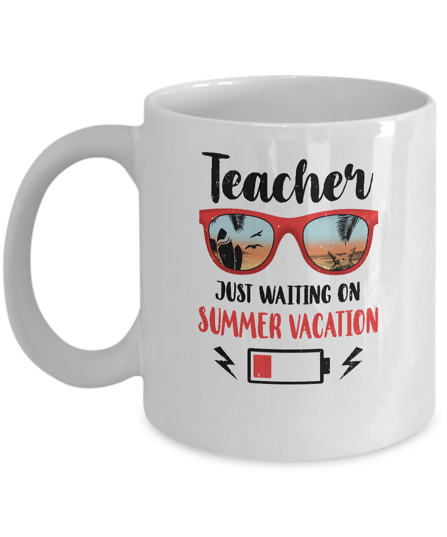 Teacher Just Waiting On Summer Vacation Gifts Mug-Coffee Mug-11oz Mug-White