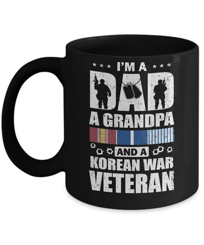 Dad A Grandpa And A Korean War Veteran Fathers Day Mug-Coffee Mug-11oz Mug-Black