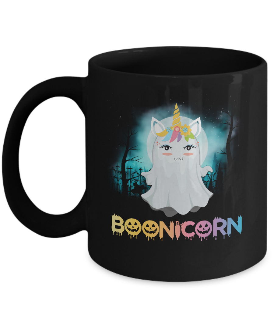Boonicorn Ghost Unicorn Halloween Girls Mug-Coffee Mug-11oz Mug-Black
