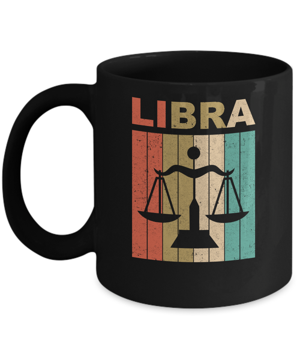 Vintage Libra Zodiac September October Birthday Gift Mug-Coffee Mug-11oz Mug-Black