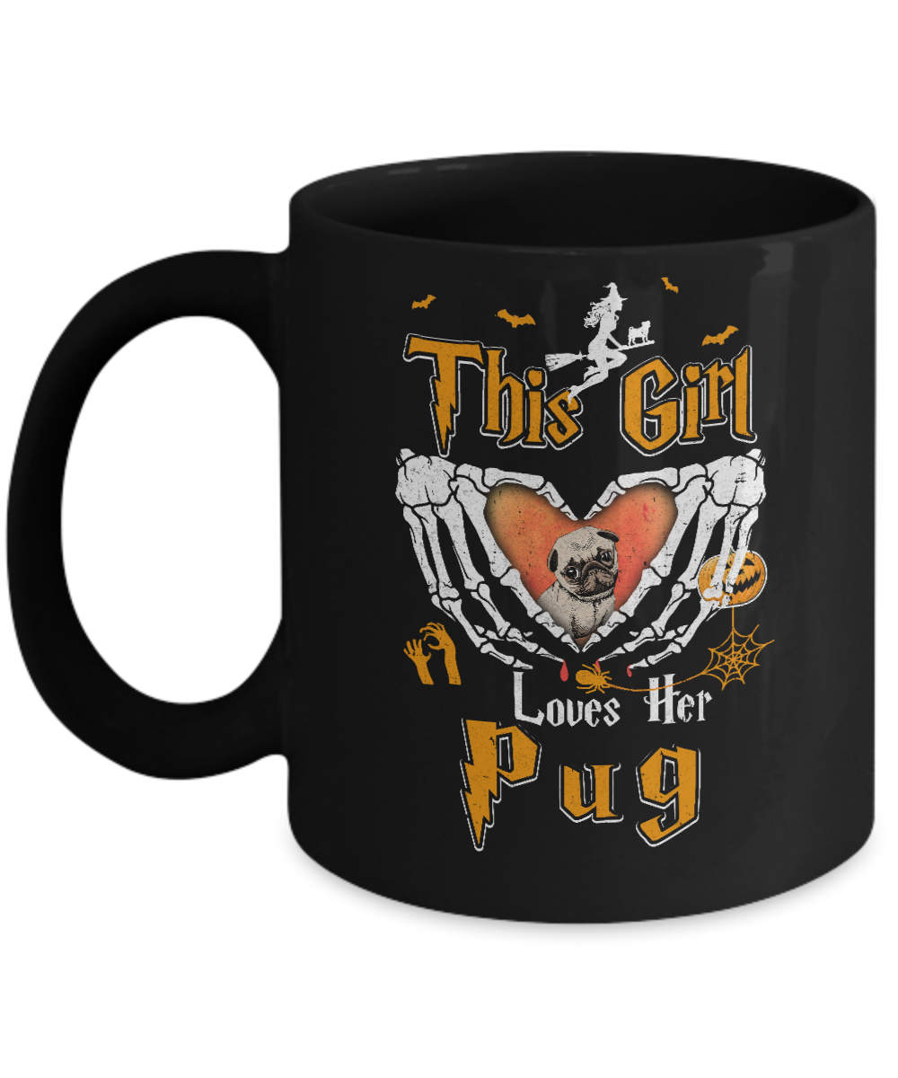 This Girl Love Her Dog Pug Halloween Mug