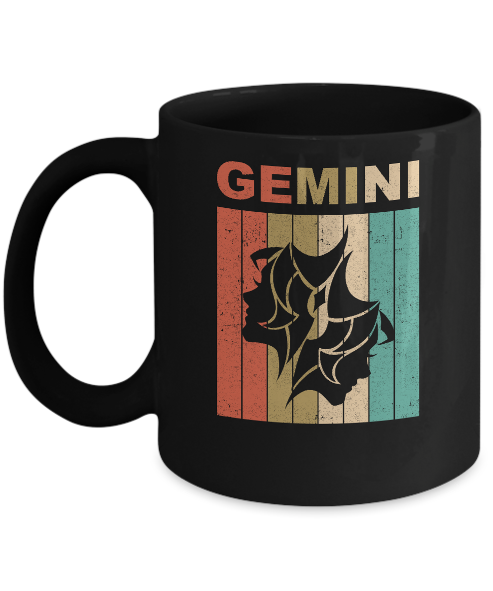 Vintage Gemini Zodiac May June Birthday Gift Mug-Coffee Mug-11oz Mug-Black