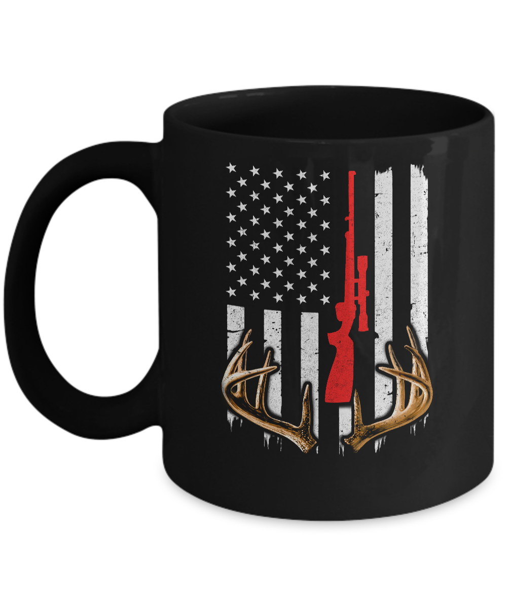 Bow Deer Hunting US Flag Deer Hunter Mug