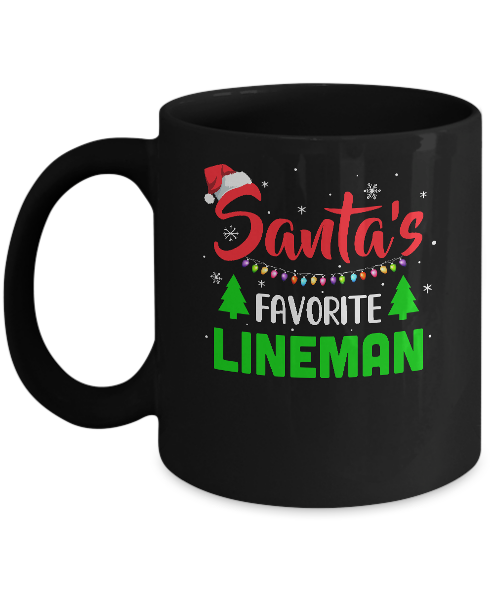 Santa's Favorite Lineman Funny Christmas Xmas Gifts Mug
