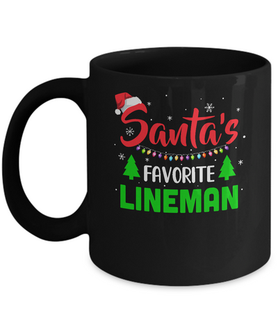 Santa's Favorite Lineman Funny Christmas Xmas Gifts Mug-Coffee Mug-11oz Mug-Black