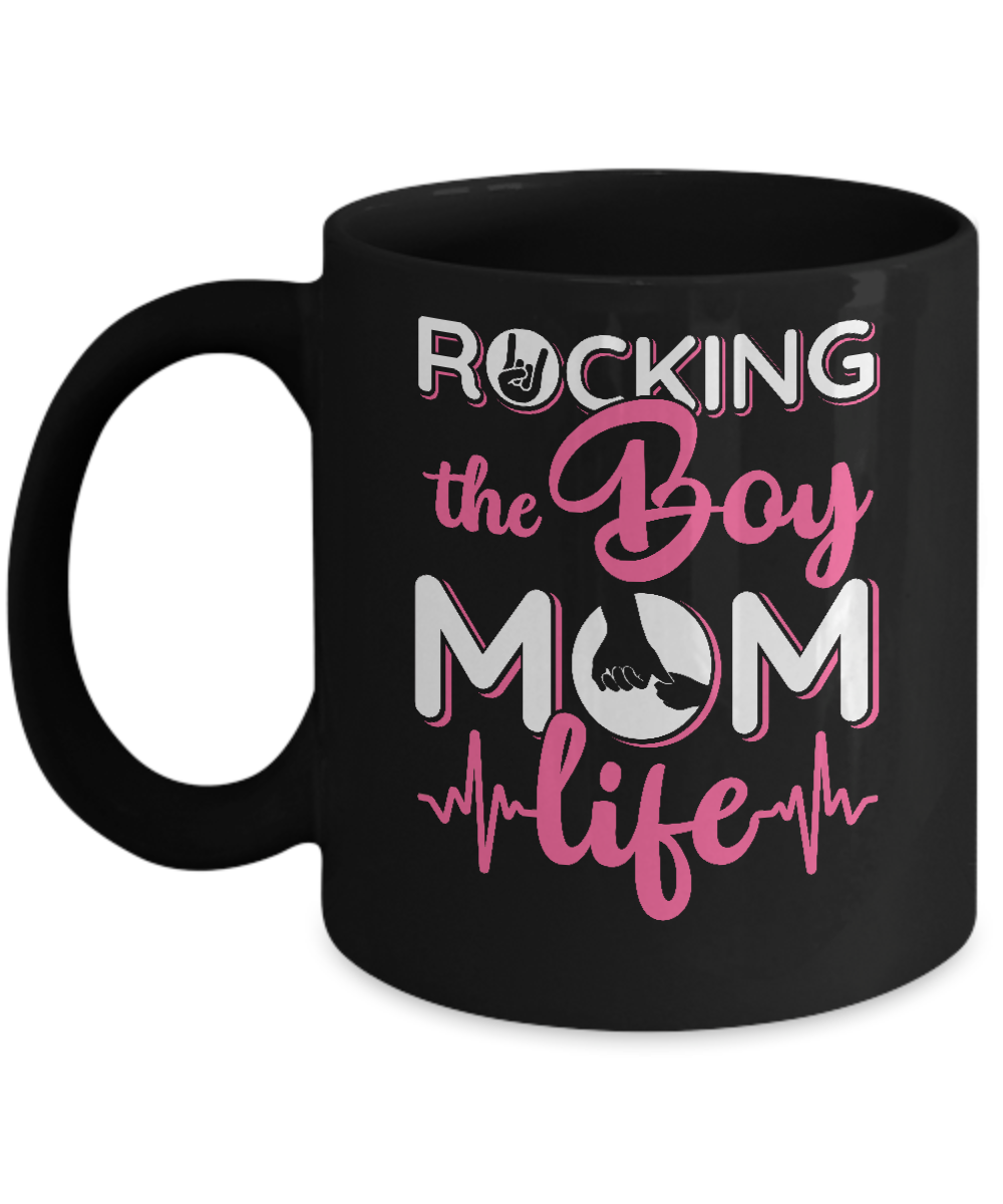 Rocking The Boy Mom Life Mug-Coffee Mug-11oz Mug-Black