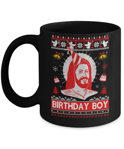 Jesus Birthday Boy Ugly Christmas Sweater Mug-Coffee Mug-11oz Mug-Black