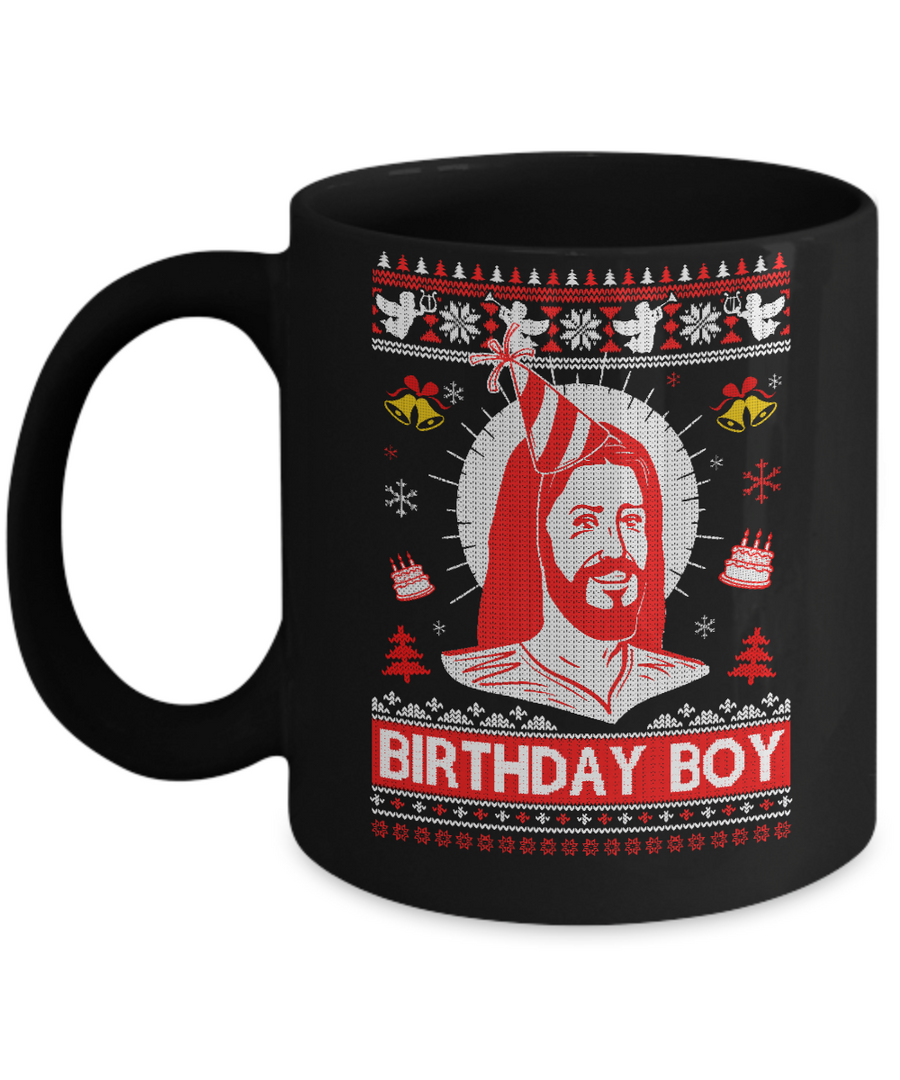 Jesus Birthday Boy Ugly Christmas Sweater Mug-Coffee Mug-11oz Mug-Black