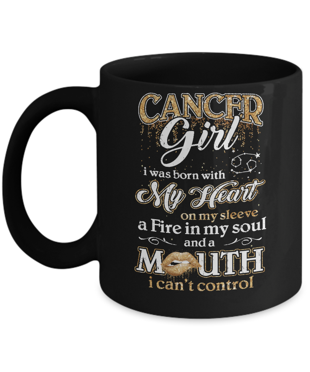 I'm A Cancer Girl Lipstick June July Funny Zodiac Birthday Mug-Coffee Mug-11oz Mug-Black