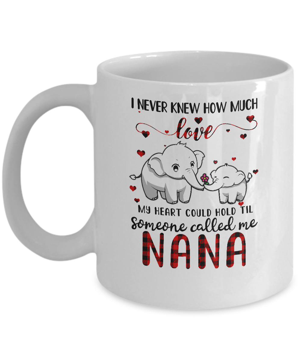 Someone Called Me Nana Elephant Red Plaid Mother's Day Mug-Coffee Mug-11oz Mug-White