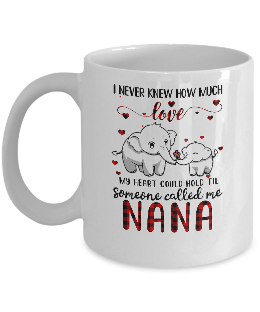 Someone Called Me Nana Elephant Red Plaid Mother's Day Mug-Coffee Mug-11oz Mug-White