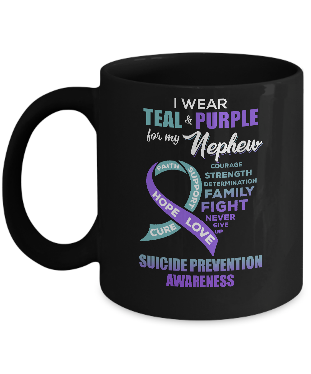 Suicide Prevention I Wear Teal And Purple For My Nephew Mug-Coffee Mug-11oz Mug-Black