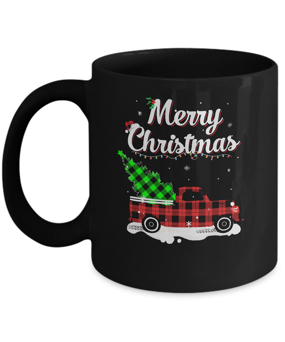 Red Truck Christmas Buffalo Plaid Merry Christmas Mug