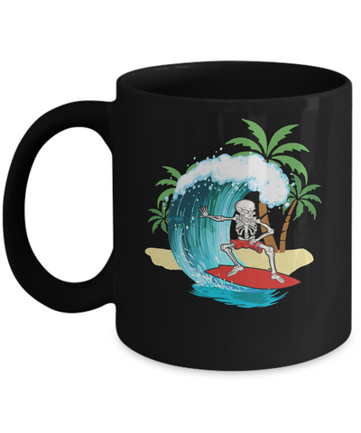 Funny Human Skeleton Skull Surfing Mug-Coffee Mug-11oz Mug-Black