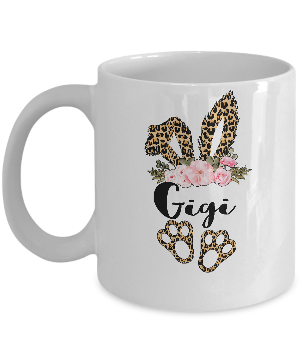 Flower Leopard Bunny Gigi Easter Day Women Gifts Mug-Coffee Mug-11oz Mug-White