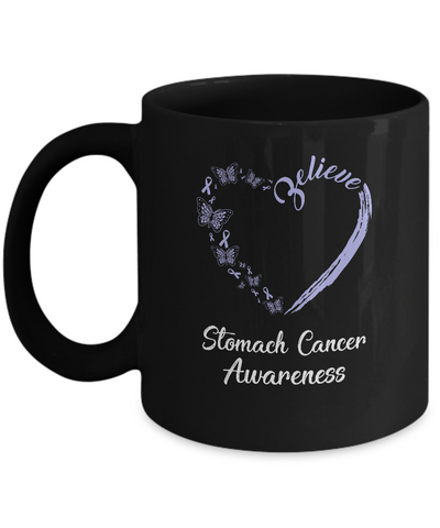 Butterfly Believe Stomach Cancer Awareness Ribbon Gifts Mug-Coffee Mug-11oz Mug-Black