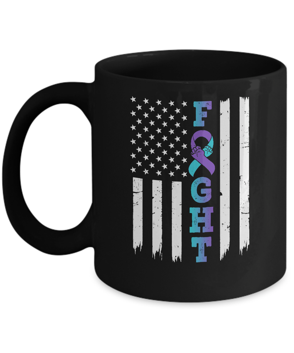 Suicide Prevention Awareness American Flag Distressed Mug-Coffee Mug-11oz Mug-Black