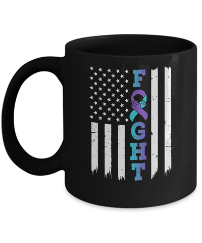 Suicide Prevention Awareness American Flag Distressed Mug-Coffee Mug-11oz Mug-Black