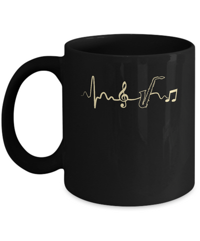 Saxophone Heartbeat Musician Mug-Coffee Mug-11oz Mug-Black