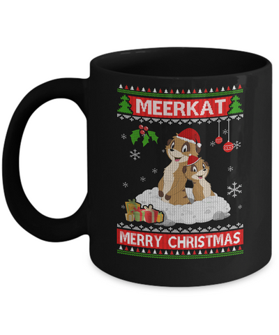 Meerkat Xmas Pajama Ugly Christmas Sweater Mug-Coffee Mug-11oz Mug-Black