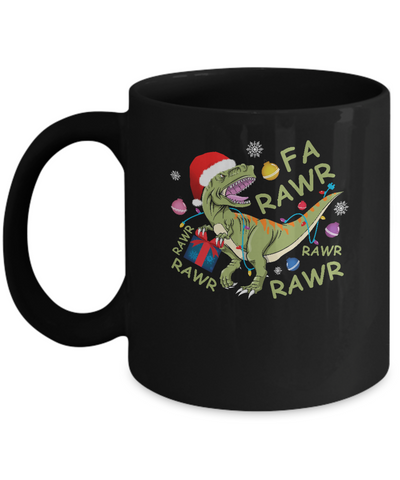 Christmas Funny Dinosaur T-Rex Claus Fa Rawr Rawr Mug-Coffee Mug-11oz Mug-Black