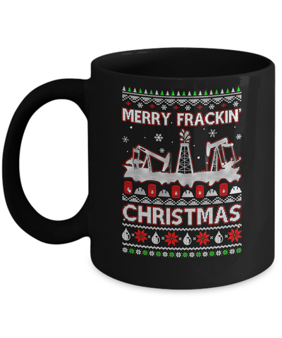 Oilfield Merry Fracking Christmas Ugly Sweater Gifts Mug-Coffee Mug-11oz Mug-Black