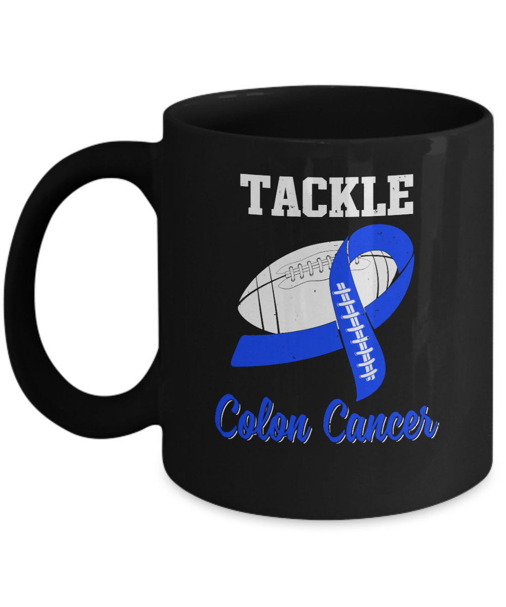 Football Survivor Tackle Blue Colon Cancer Awareness Mug