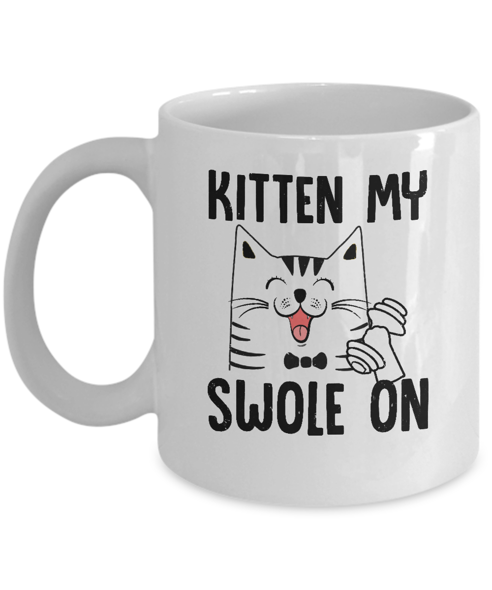 Kitten My Swole On Cat Fitness Gym Mug